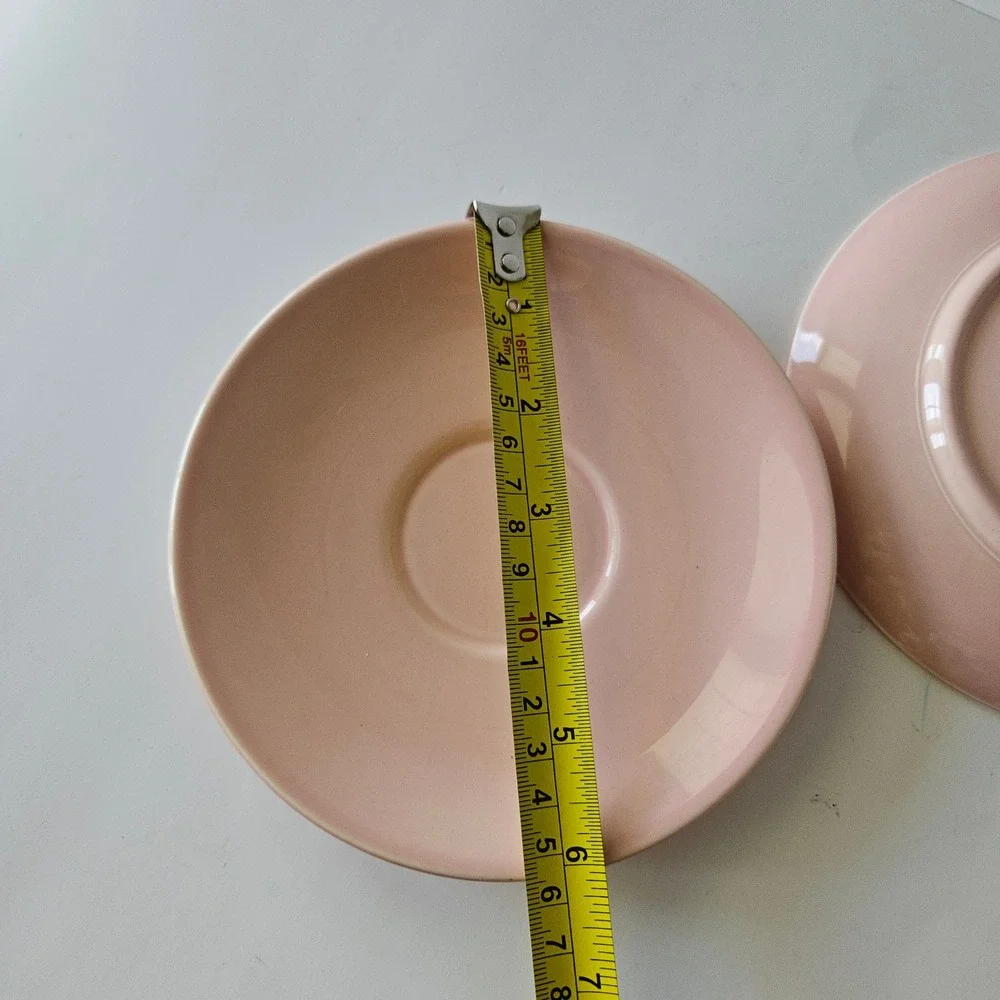 Lu-ray Pastels Sharon Pink 8 Saucers Taylor Smith Taylor Vintage USA Made